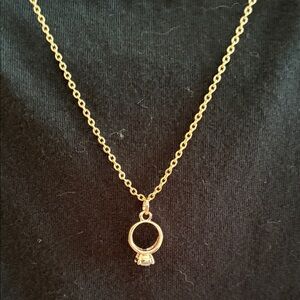 Gold Necklace with Diamond Ring Pendant